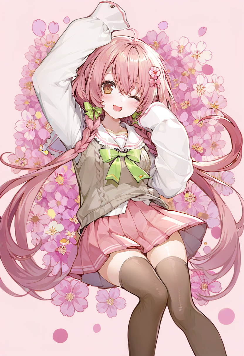 01731-2123023530-1girl,kohanai miruha,indie virtual youtuber,;d,blush,bow,braid,brown eyes,brown thighhighs,feet out of frame,floral background,f.png
